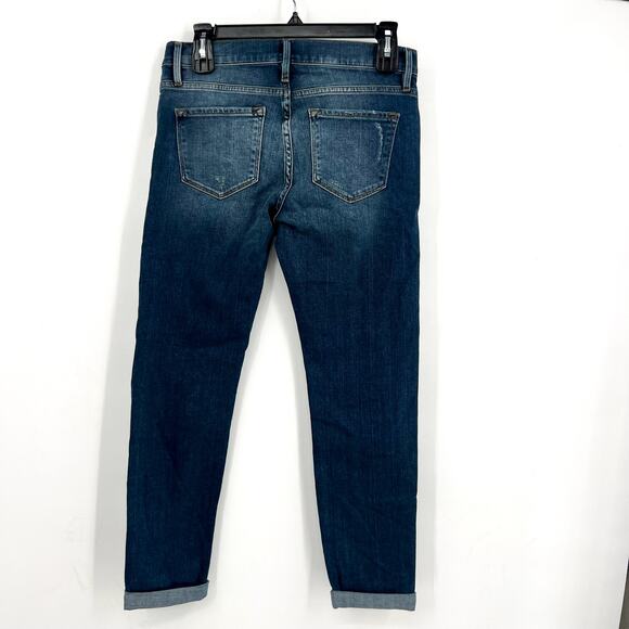 FRAME Women's Le Garcon Slim Boyfriend Jeans Size 25 Dark Blue Distressed NWOT - Picture 6 of 11